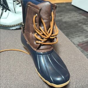 Brown and Navy Duck Boots
